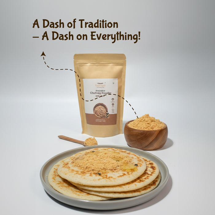 Rajamudi Organic Groundnut (Peanut) Chutney Powder | Traditional South Indian Spice Powder 250 gm | No Preservatives | Made with Fresh Roasted Peanuts & Channa | Healthy & Homemade Blend from Ancient Kitchen | High Protein, Gluten-Free & Guilt-Free