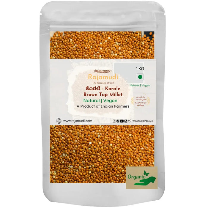 Organic Brown Top Millet ( KORALE ) - Rajamudi organic Millets | Rajamudi