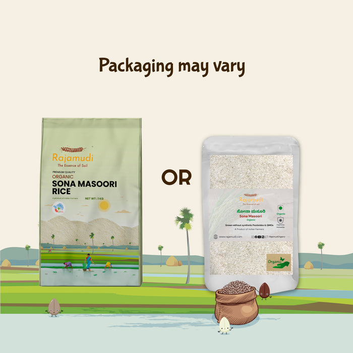 Organic Sona Masoori Rice – Polished | Certified Organic | Rajamudi Organics