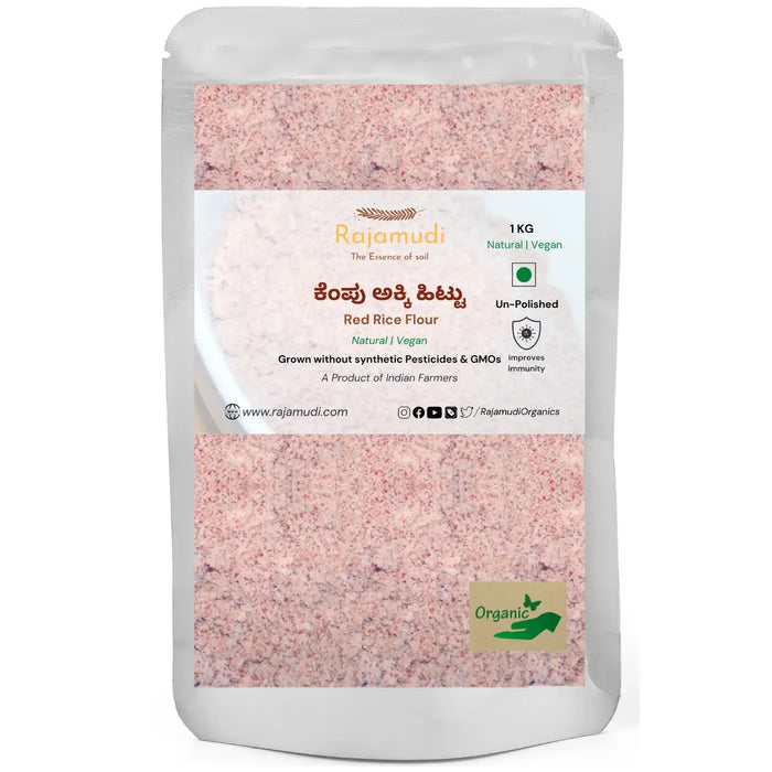 Organic Unpolished Red rice flour By Rajamudi Organics