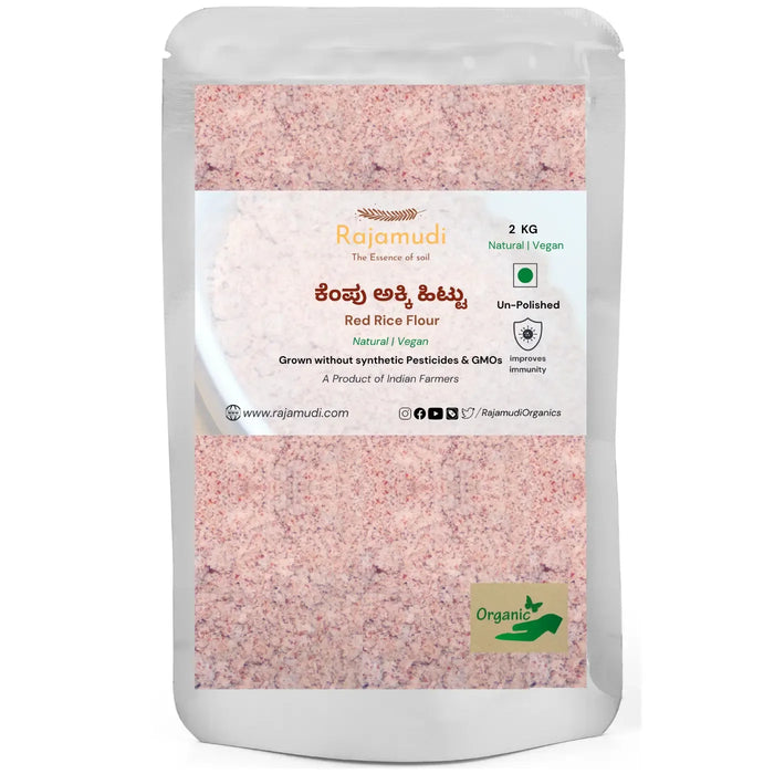 Organic Unpolished Red rice flour By Rajamudi Organics