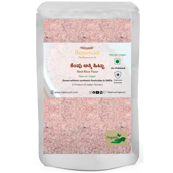 Organic Unpolished Red rice flour By Rajamudi Organics