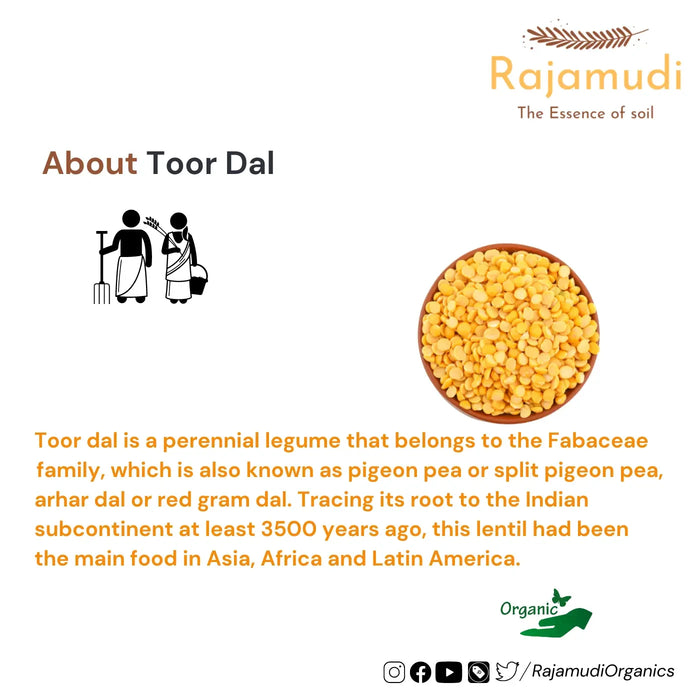 Organic Toor dal / Togari Bele Unpolished By Rajamudi Organics