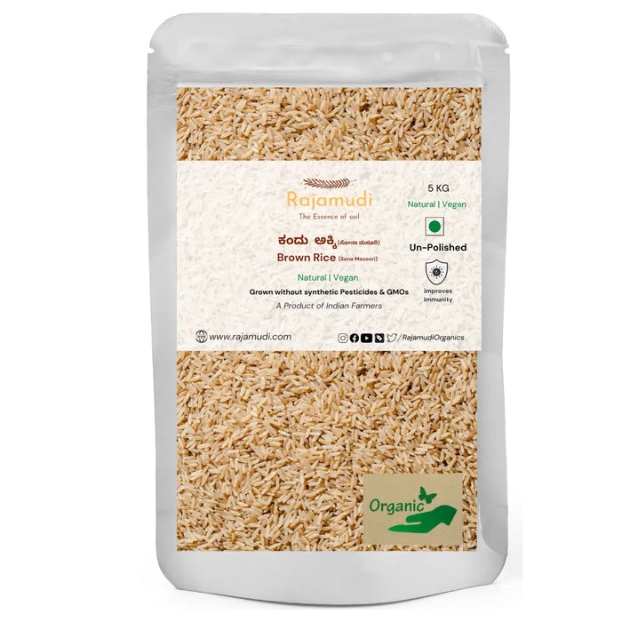 Organic Brown rice - SonaMasoori [Hand Pounded] by Rajamudi Organics