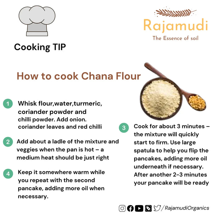 Organic Besan / Gram / Chana Dal&nbsp; Flour By Rajamudi Organics