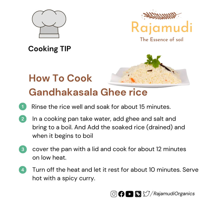 Authentic Organic Ghandhasale Rice | Rajamudi Organics
