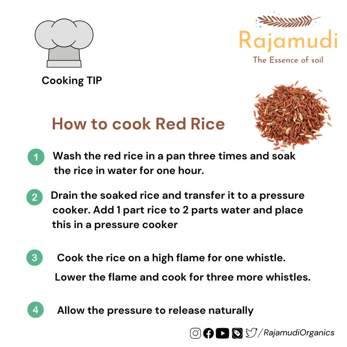 ORGANIC Kerela Red Rice [UnPolished] | Palakkad Matta Rice - Rajamudi Organics