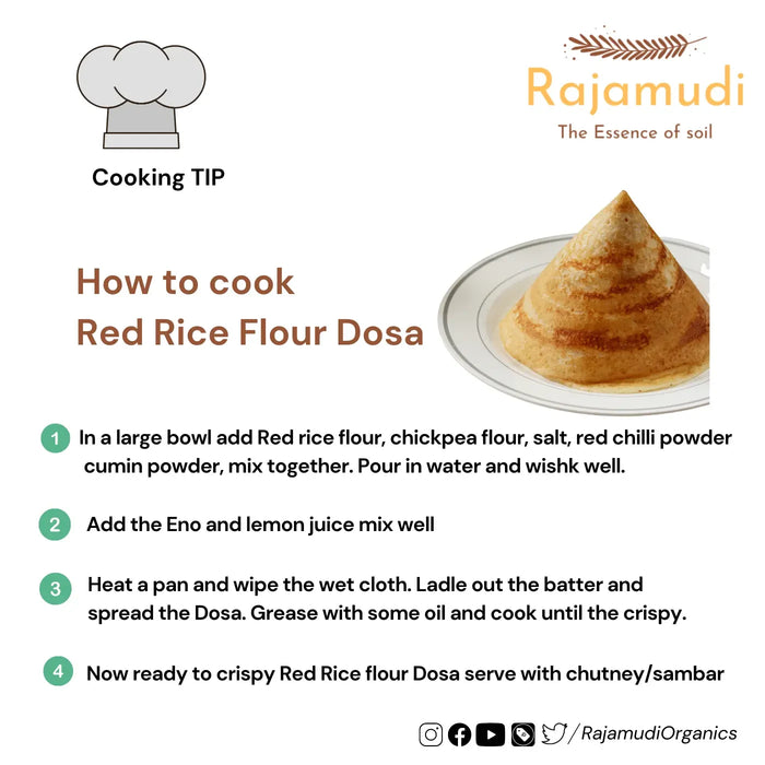 Organic Unpolished Red rice flour By Rajamudi Organics
