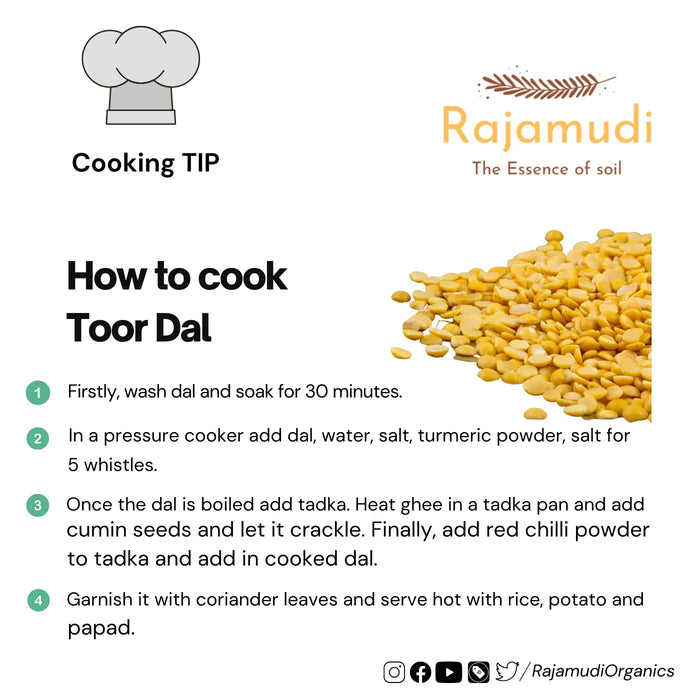 Organic Toor dal / Togari Bele Unpolished By Rajamudi Organics