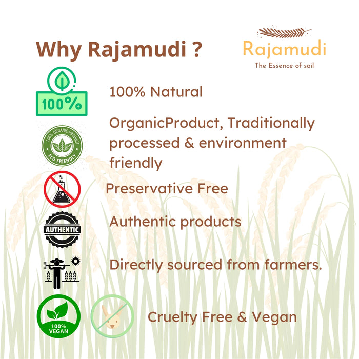 Essential Combo - (Pack of 5) | Rajamudi Rice (Semi-Polished ) 5KG +  Groundnut Oil (1000ML) + Himalayan Pink Salt (1 KG) + Organic Sharbati Wheat flour (1 KG) + Organic Toor Dal (1kg)